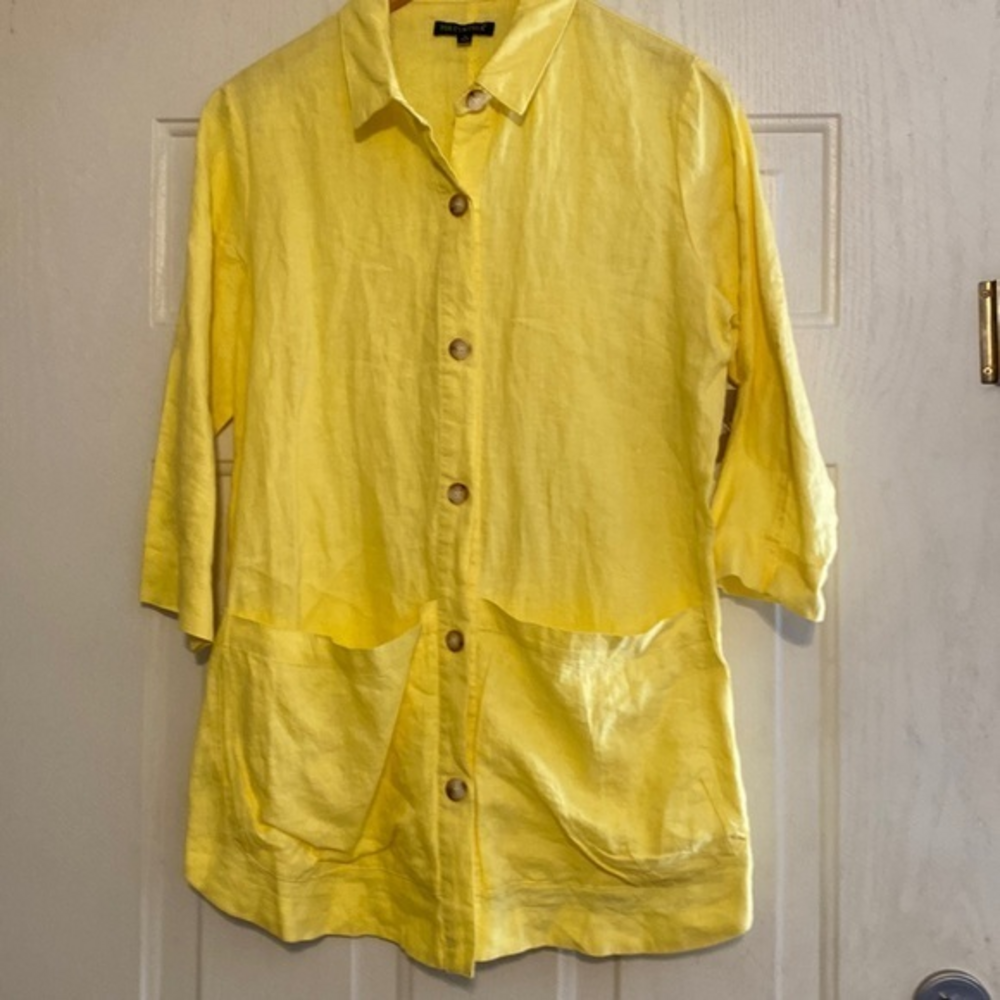 For Cynthia Button Front Linen‎ top